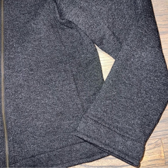 Eileen Fisher Jacket Large Wool Motorcycle Fleece Lined Sherpa Charcoal Grey - Picture 4 of 9